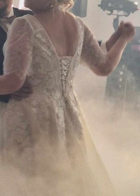 Suknia ślubna morelowa beżowa 44-46-48