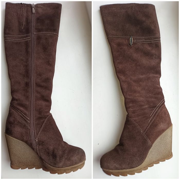 Чоботи жіночі високі з натуральної шкіри та натуральним хутром 36