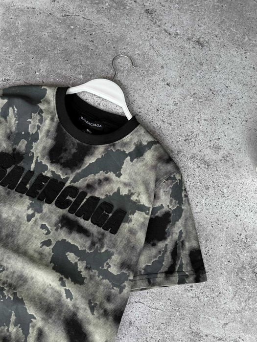 Футболка Balenciaga tie-dye premium з qr-code та бірками i57/7771