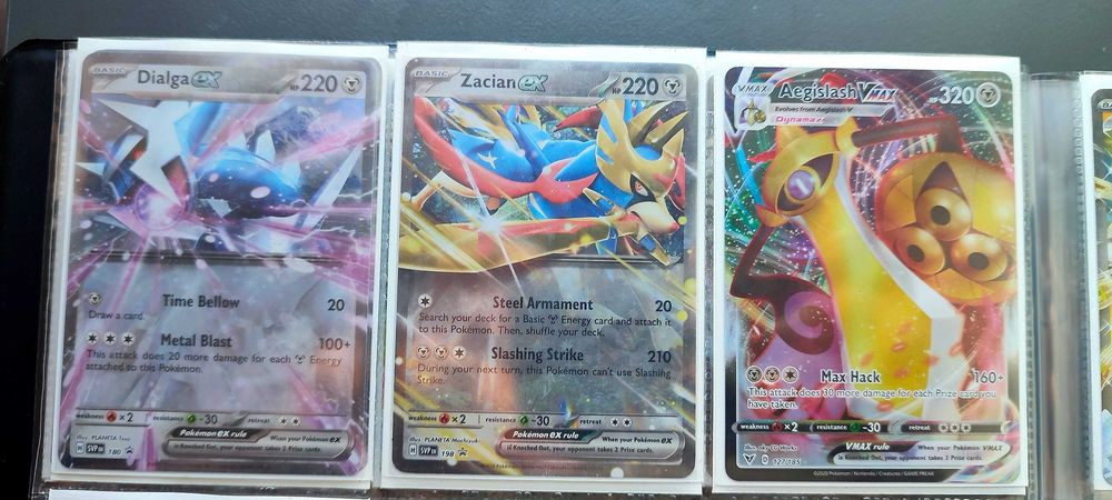 Cartas Pokémon Metal — Aegislash VMAX, Zacian ex, Dialga ex