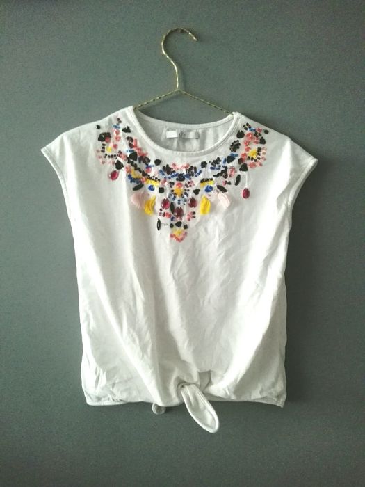 M&S bluzka t-shirt koszulka z wiązaniem 152