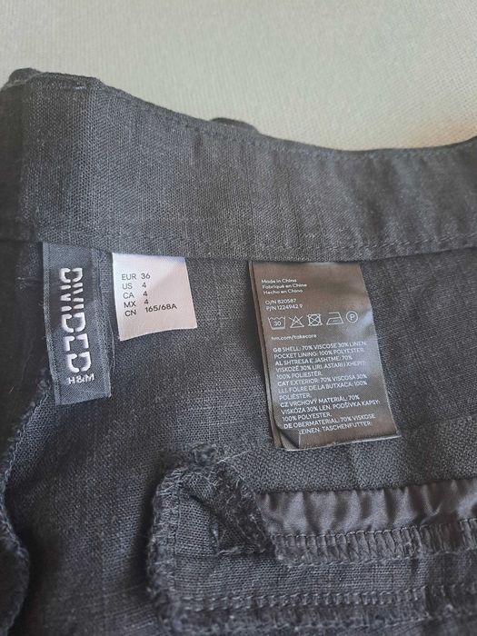 Bermudy H&M jak nowe, czarne, dobry skład: wiskoza i len