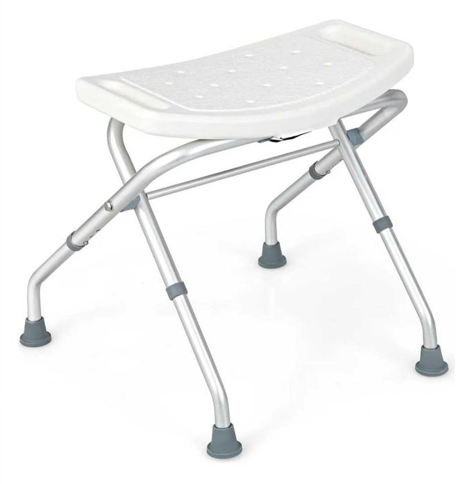 Krzesło taboret prysznicowy lekkie składane reg. wysokości Alu 150kg