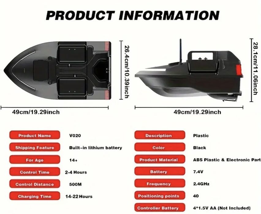 Кораблик з GPS V020 12000 mAh наявність в Україні. Прикормочный карпов