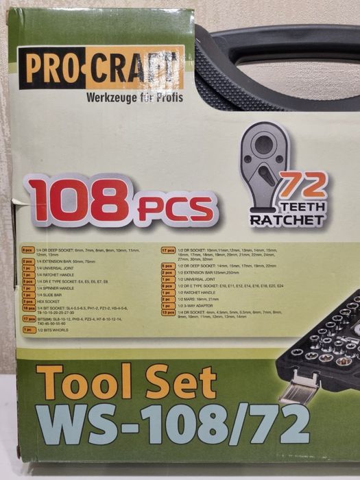 Профессиональный набор инструментов 108 предметов Procraft WS-108/72
