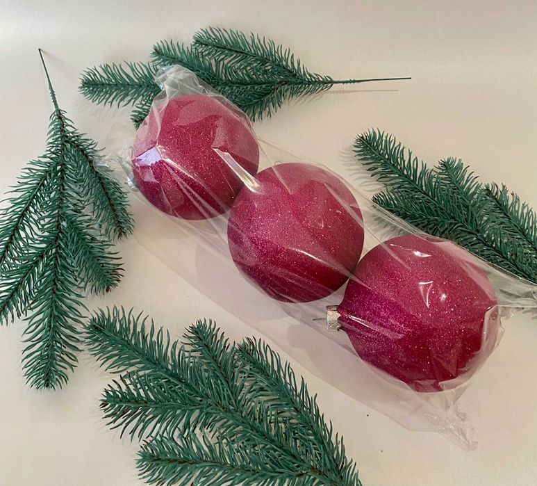 Кулька новорічна в глітері в ассортименті 3,5,6,8,10,15 см в діаметрі