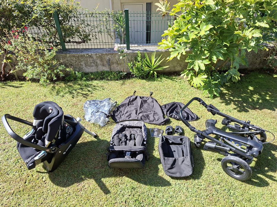 Carrinho Bebé Concord Neo Cosmic Black + Ovo + Base Isofix Airfix + Capa de Chuva (Como Novo)