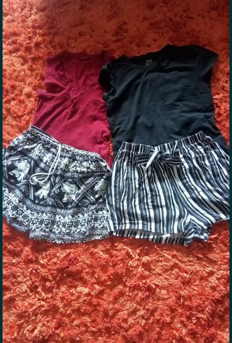 Firmowy zestaw 2xszorty +2 bluzki damskie roz 38