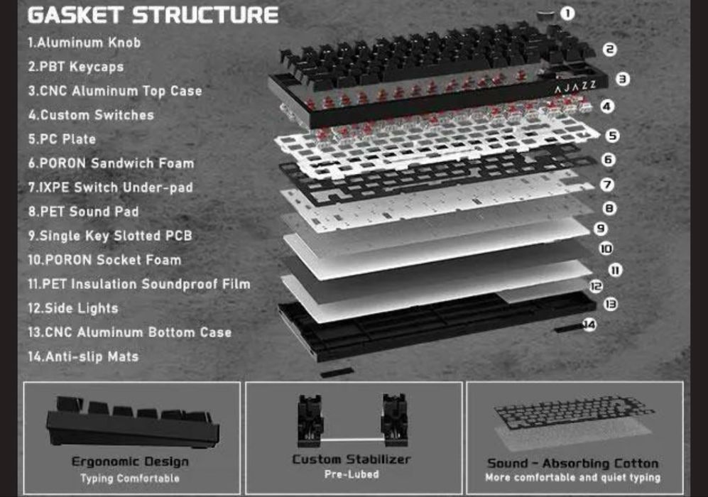 Клавіатура з підсвіткою ajazz ak820 чорна