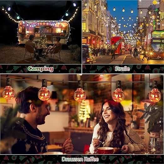 Girlanda solarna LED 9M 30 żarówek kolorowa 16 kolorów + pilot IP65