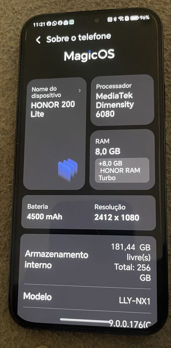 Honor 200  lite como novo