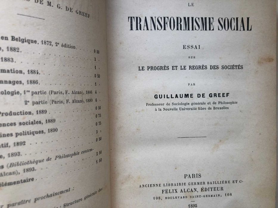 Le Transformisme Social - Guillaume de Greef