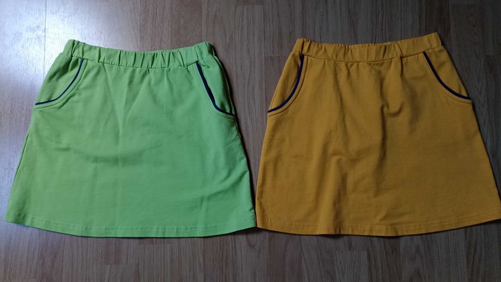 Zestaw 2szt spódniczek 140 Carry kids kieszonki żółta seledynowa