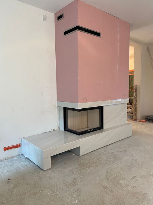 kominek + spieki kwarcowe/ Laminam