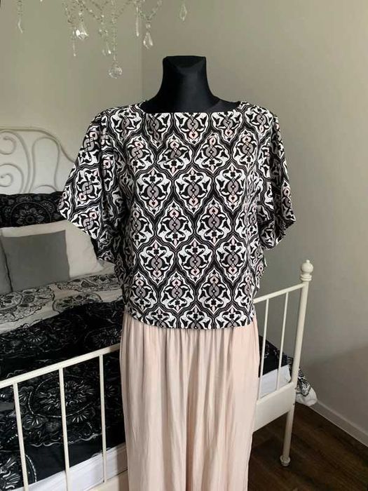 H&M elegancki top unikatowa letnia bluzka z krótkim rękawem oversize M
