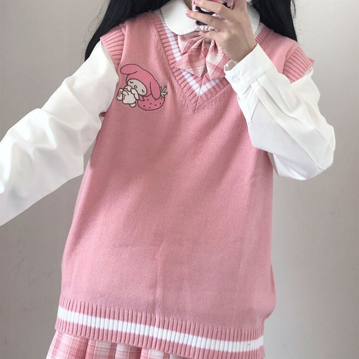 Damski Sweter Kamizelka Uczennicy ANIME Motyw My Melody - L