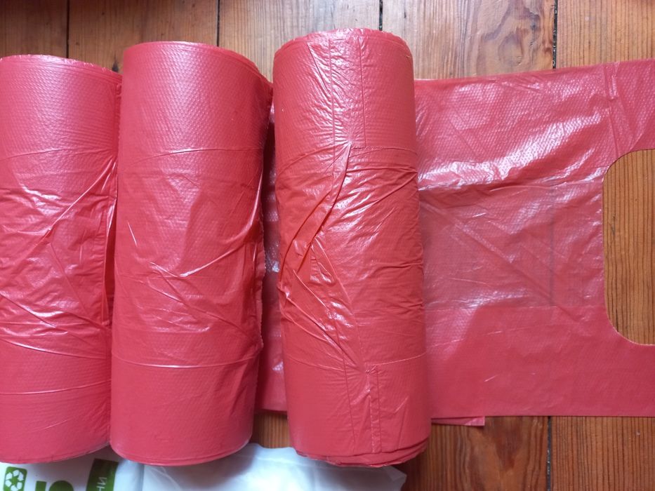 Пакет майка 300шт, 250шт, 100шт в рулоні 22×45, червоні