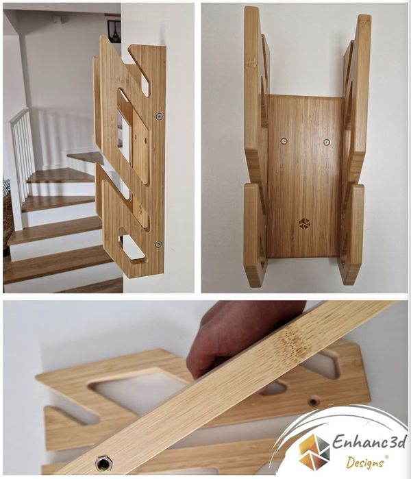 Suporte de parede para 2 skates em bambu