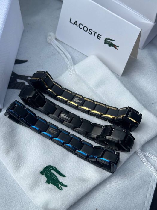Браслет Lacoste Monogram чорний чоловічий браслет Лакост Лакоста