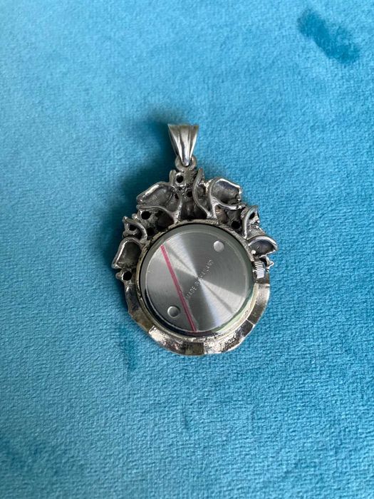 Nowy srebrny zegarek wisiorek granaty markazyty srebro 925 vintage