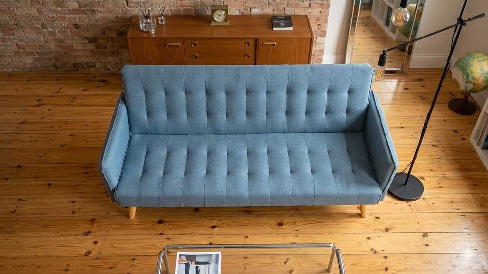 Sofá cama retrô azul