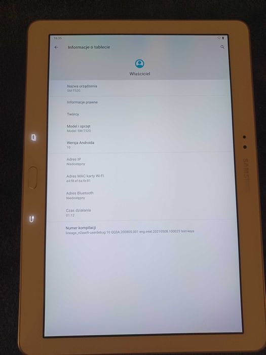 Tablet Samsung Galaxy TabPro 10.1 Wi-Fi SM-T520 Android 10 custom