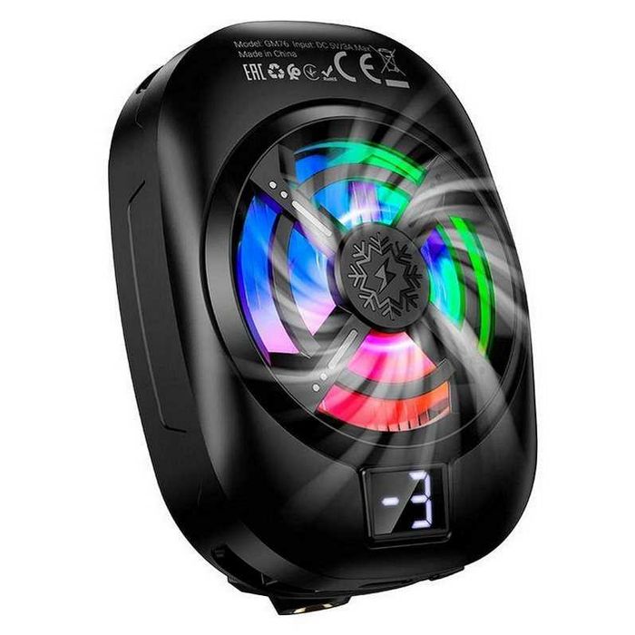 Игровой кулер для смартфона HOCO GM76 Blue Diamond | 3 скорости | LED