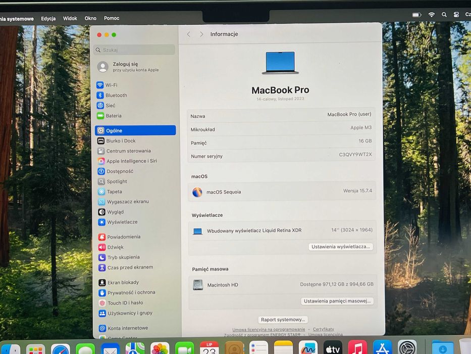 2023 MacBook Pro A2918 14" M3 16GB 1000GB