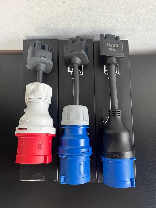 Адаптери для зарядки Tesla Mobile Connector Gen2/Gen3 | 32A | Перехідник Синій / Червоний | Без заземлення