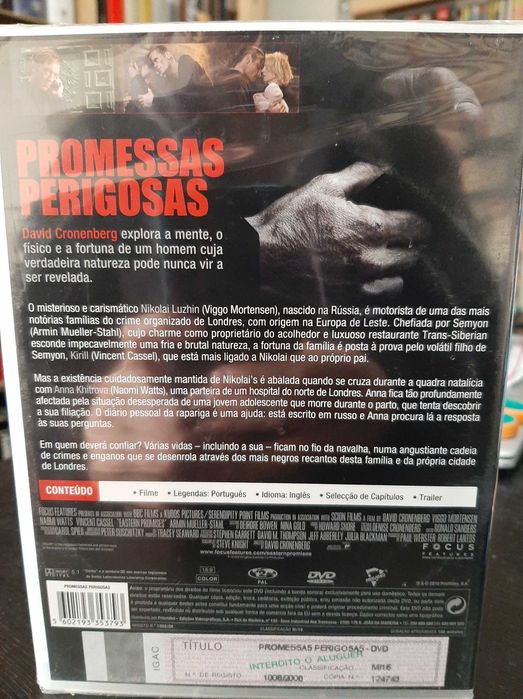 Promessas Perigosas - Eastern Promises - Cronenberg - NOVO - SELADO