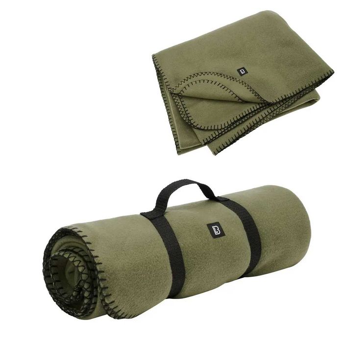 Флісова ковдра Brandit Olive, тепла туристична плед-ковдра 130× 170 см
