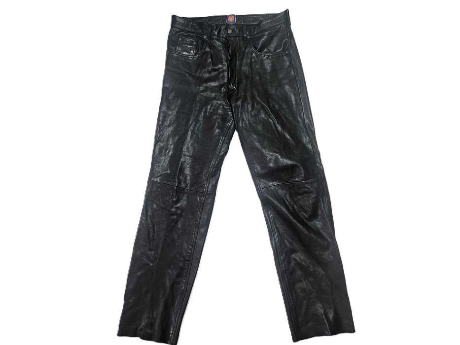 Męskie spodnie motocyklowe skórzane proste roz. XL pas 94 (151)