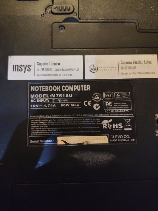 Insys M761SU - portátil as peças