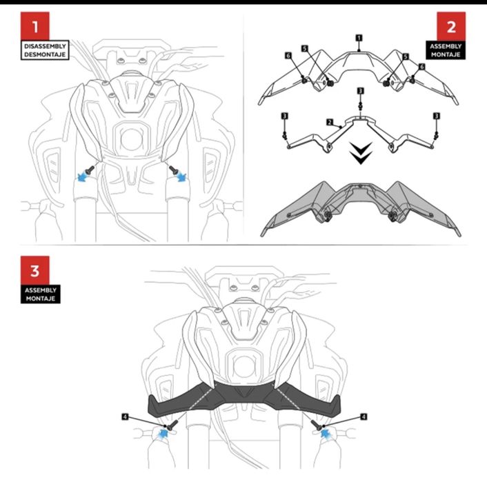 Kit de spoiler dianteiro Yamaha MT 07 2021/2024