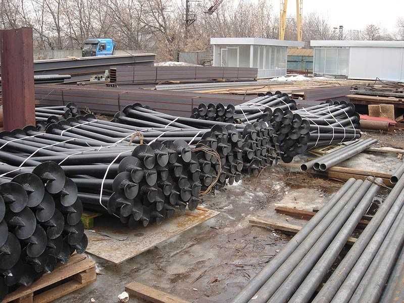 Сваи винтовые, геошуруп, палі, монтаж, сваї гвинтові, наконечники