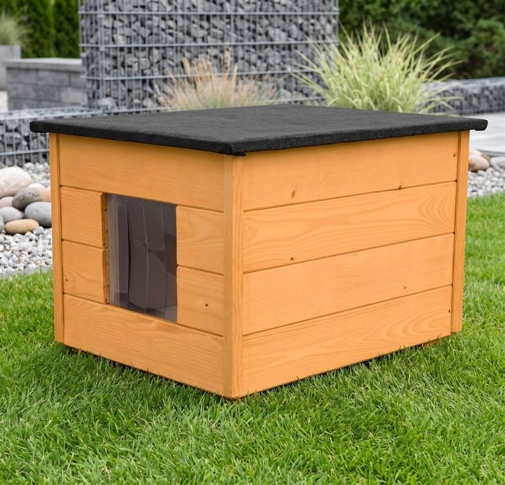 NOWA Buda Dla PSA I Kota Ocieplana S 59,5x48,5x39,5 Cm Drewniana Sosnowa Domek Legowisko Teak