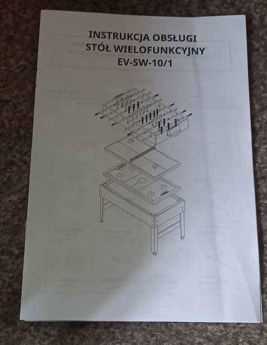 Stół wielofunkcyjny 10 w 1 piłkarzyki, bilard, ping-pong, kości, warcaby EV-SW-10/1
