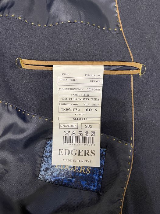 Чоловічий класичний синій костюм трійка Edgers