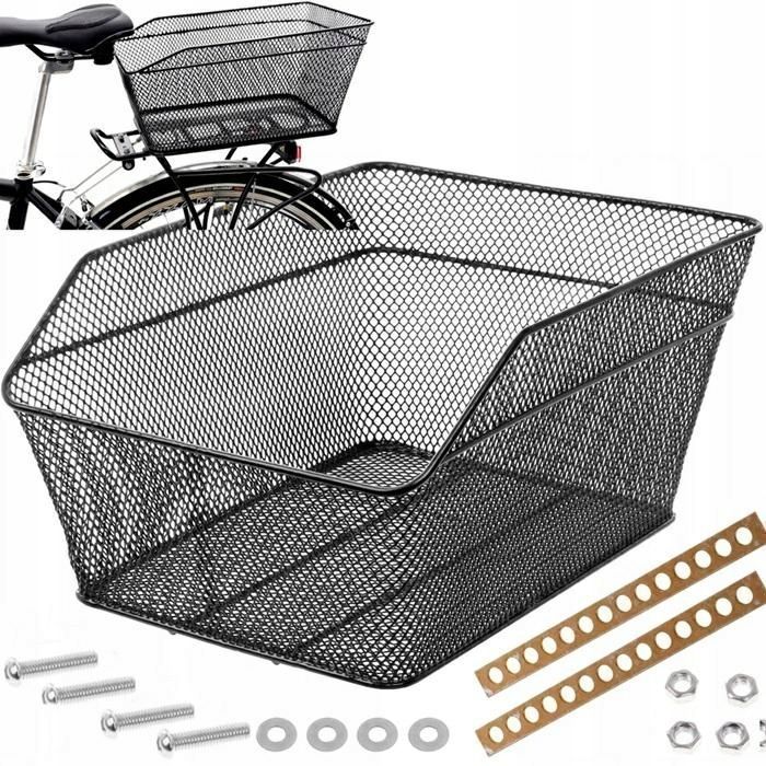Kosz rowerowy na bagażnik stałe koszyk tył tylny metalowy stalowy duży