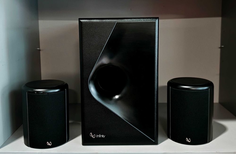 Kolumny Infinity Micro II Speakers Subwoofer + 2 Satelity Sub Bass Reflex Głośniki 2.1 do Kina Domowego Mocne !