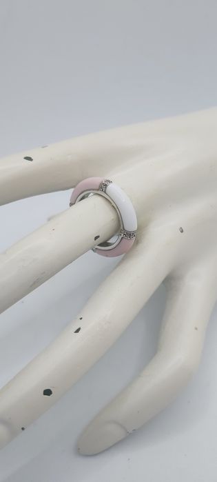 Anel de prata 0.925 kt com ceramica de cor