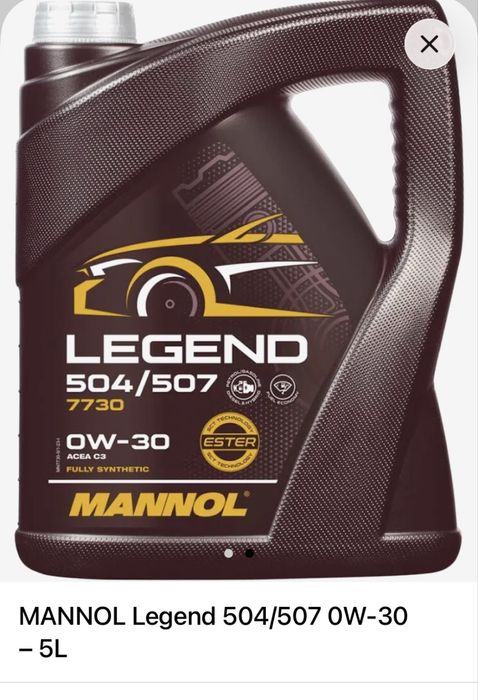 Óleo Motor MANNOL 0W-30 504/507 Novo 5L