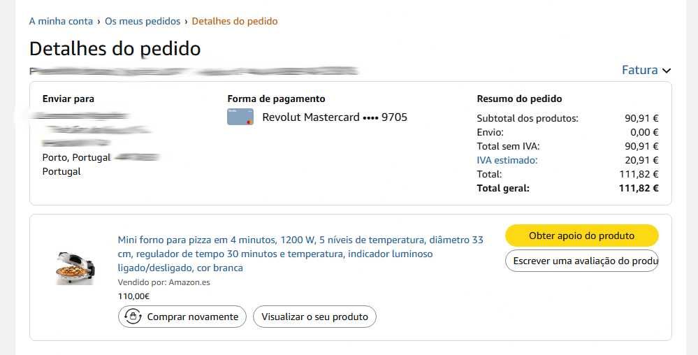 Mini forno Ariete para pizza 1200W, diâmetro 33 cm, regulador de tempo e temperatura, indicador luminoso ligado/desligado, cor branca