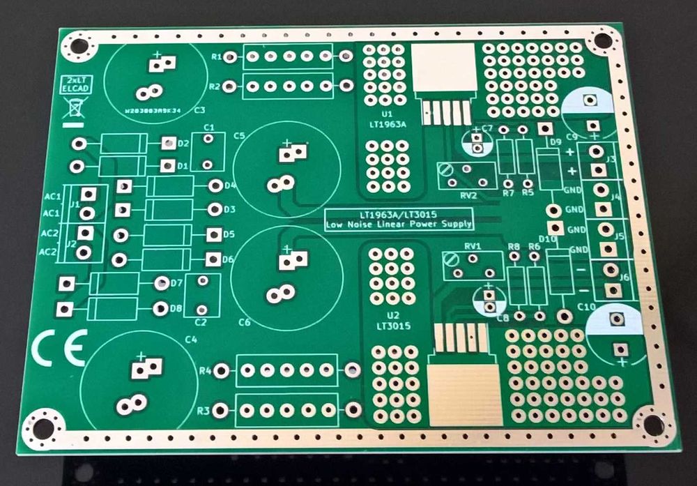Płytka pcb - zasilacz niskoszumny symetryczny LT1963/LT3015