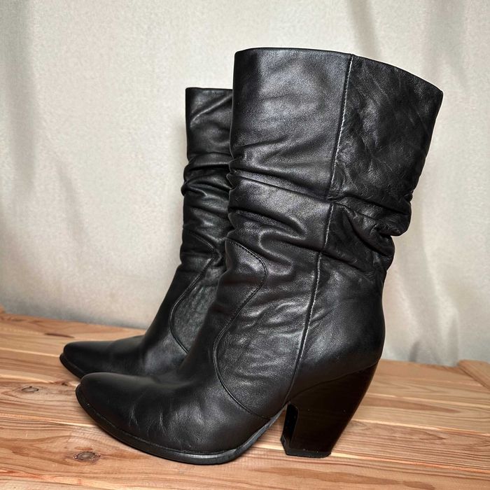 Жіночі демісезонні шкіряні чоботи козаки leader style, Польща 39р.