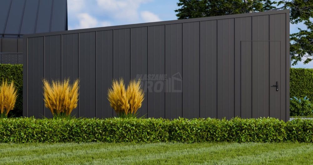 Garaż blaszany 6x6  brama uchylna blacha na rąbek  spad w tył GP644