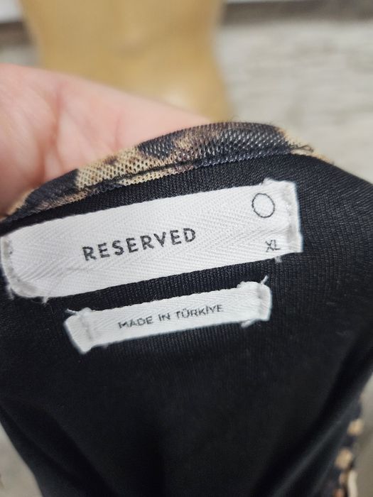 Viralowa sukienka w panterkę Reserved XL midi do naprawy