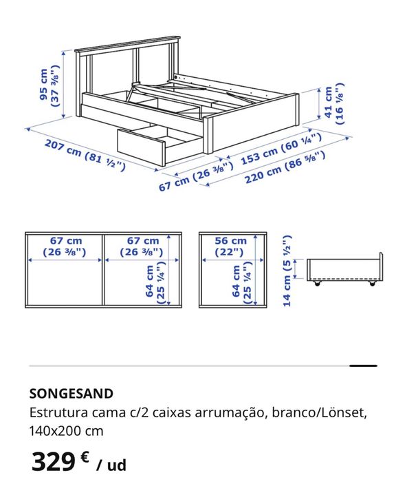 Cama ikea com arrumação