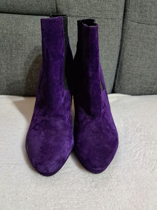 Botki damskie  fioletowe zamszowe na szpilce 39