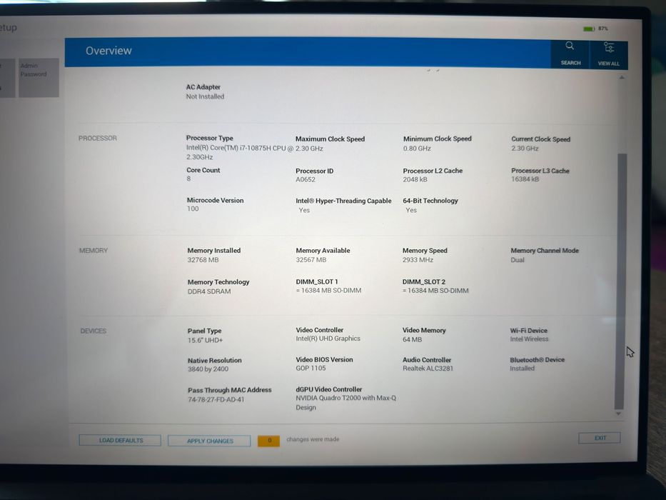 DELL Precision 5550 15.6" 4K touch| 32 GB RAM| i7-10875H| Quadro T2000